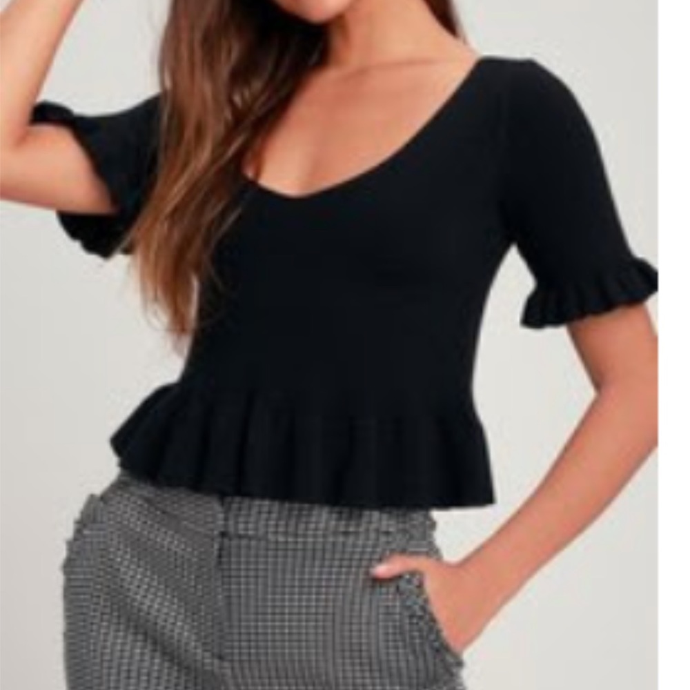 Lulu’s Peplum Cropped Sweater